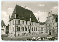 M6977/ Osnabrück  Rathaus Autos  VW Käfer AK 1962