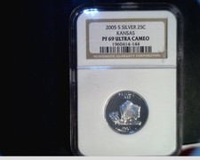 2005-S Us G Washington State Silver Quarter, Kansas, Pr69 Ultra Cameo (Us-736)