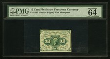 Fractional Note: Fr. 1242 10 Cents Pmg 64 Epq - 1st Issue 10c