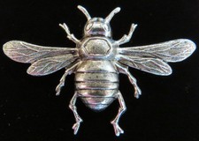 Bee Pin Brooch Oxidized Matte Silver Bumble Bee Honey Bees