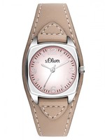 s.Oliver Uhr SO-3151-LQ Damenuhr Jugenduhr analog Leder Nude Neu