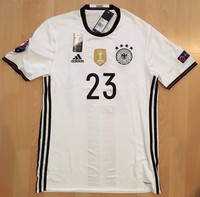 adidas Deutschland Authentic Heimtrikot Mario Gomez 23 mit Patches EM 2016 L