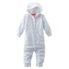 New OshKosh 1 Piece Cotton Hooded Romper White with Blue Flowers NWT 12m 18m 24m