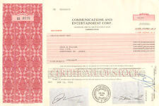 Communications and Entertainment 1996 Jersey City New Jersey stock certificate
