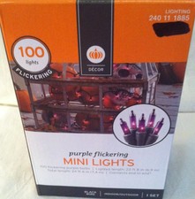 100 MINI PURPLE FLICKERING STRING LIGHTS INDOOR/OUTDOOR 24.6'  PARTY, RV, PATIO