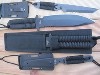 2in1 Schweres Fox outdoor Messer B-Ware Neck Knife Gürtelmesser Jagd Machete s