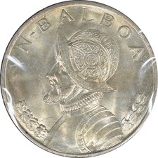1947 Panama One Balboa Silver Km #13 - Uncirculated