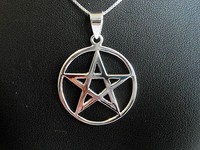  Sterling Silver (925) Large Pentagram Pendant (37 MM ) With 925 Silver Chain !!