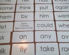 1 full laminated set of Dolch First Grade sight word flash cards. 41 cards total