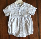 FELTMAN BROTHERS Baby Boy Infant blue Pleated Bubble romper 6 months, 6 mo, 6m
