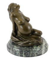 Moderner Kunstguss aus Bronze - Die Schwangere - signiert  Milo