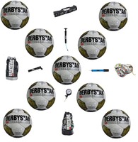 Derbystar Cobra Trainingsball Fussball Ballsack Ballnetz Pumpe Luftdruckprüfer
