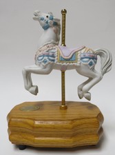 Lefton China Hand Painted Porcelain Carousel Collection Horse Music Box