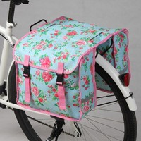 Doppel Gepäckträger Tasche Fahrrad Fahrradtasche Blume Pink Hellblau