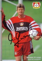 WERNER FRIESE BAYER LEVERKUSEN 1997/98 SATZKARTE ORIG. SIGN. # AG1-29096