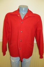 Vintage 40’s Melville Emblem Red Wool Snap Front Team Sports Jacket, Medium
