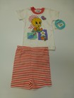 Gerber Looney Tunes Girls Size 3 Tweetie Bird & Striped Shorts Pajama Outfit New