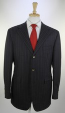 * SARTORIA PARTENOPEA * Recent Black Pinstripe Super 150s Wool Handmade Suit 42R