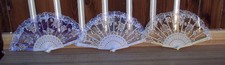 Lot 3 White Beigh Lace Flamenco Wedding Dance Folding Hand Held Fan Flower Rose
