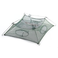 Krebsreuse 76x76cm Netz mit Halterung Krebs Senke Senknetz Köderfischreuse Grün