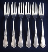 6 Jugendstil Kuchengabeln mit Hammerschlagdekor Madsen & T. Baagöes Dänemark