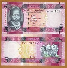 South Sudan, 5 Pounds, 2015, Pick 6b New date and signature, Unc