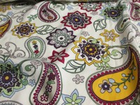 Ivory Retro Hippy Paisley & Floral 100% Viscose Summer Printed Dress Fabric.