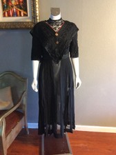Antique Victorian Womens Black Mourning Dress and 1800's
