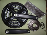 Verschleißset Shimano Alu Kurbel 48/38/28  FC-M171 /Kette/Zahnkranz 7 fach