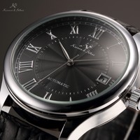 Kronen&Söhne Herren Mechanische Uhr Automatikuhr Herrenuhr Leder Armbanduhr