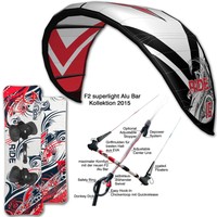 KITE SET F2 RIDE 2015 ~ 15 QM + BAR & F2 LEICHTWIND KITEBOARD 161 CM