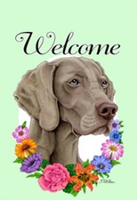 Garden Indoor/Outdoor Welcome Flag (Flowers) - Weimaraner 630571