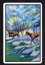 Vintage Swap  Card - Deer at Stream (USA BLANK BACK)