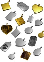 Edelstahl Anhänger Gold Silber mit Gravur Fotogravur ID Tag Herz Raute Rund Oval