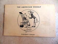 Vintage 1949 Hearst Publishing Co American Weekly Calorie Chart
