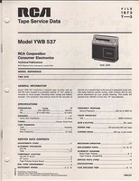 RCA Tape Service Manual for Model YWB 537 Cassette Tape Player