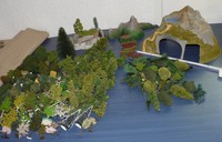  150 tlg. Konvolut Landschaft / Bäume mit Fuß, Tunnel, Diorama.. H0