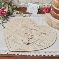 Gästebuch "Puzzle"-Herz aus Holz mit 58 Teilen -Hochzeit,Wedding Tree,Geschenk,