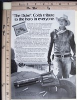 1983 COLT 22 caliber New Frontier revolver Magazine Ad JOHN WAYNE The Duke 4599