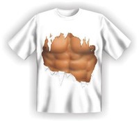 T-Shirt, weiss: "Sixpack, Waschbrettbauch": S, M, L, XL, XXL