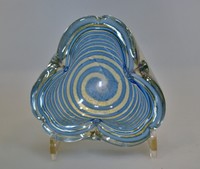 Murano Barovier & Toso alte Schale blau/gold mit Zebrati Dekor um 1955 