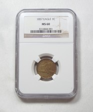 1857 Flying Eagle Small Cent Slabbed Ngc Ms 60 1c