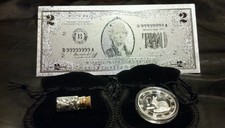 ~New3 Pc. Lot~White Gold/Silver $2 Banknote/Silver Coin/Flake/Free Shipping!~1;