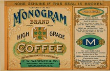 TIN CAN LABEL VINTAGE COFFEE CHARLESTON ADVERTISING 1920S GENERAL STORE ORIGINAL