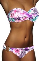 Push Up Twist Bandeau Bikini Rosa Lila Türkis Top Set Pushup Gr. XS S M L NEU