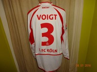 1.FC Köln saller Langarm Matchworn Trikot "funny-frisch"+ Nr.3 Voigt Gr.L/XL