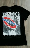 LONDON T-Shirt Gr. L schwarz Underground Mystery mit Rückenprint +TOP+