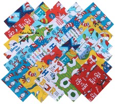 Robert Kaufman DR. SEUSS Precut 6.5" Fabric Cotton Quilting Squares Dr Seuss