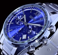 Analog Herren Uhr Armbanduhr Chronograph Datum Blau Silber Farben Metall SKM 3