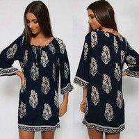 BOHO Neu Damen Hippie Minikleid Abendkleid Partykleid Sommerkleid Gr.34 36 38 40